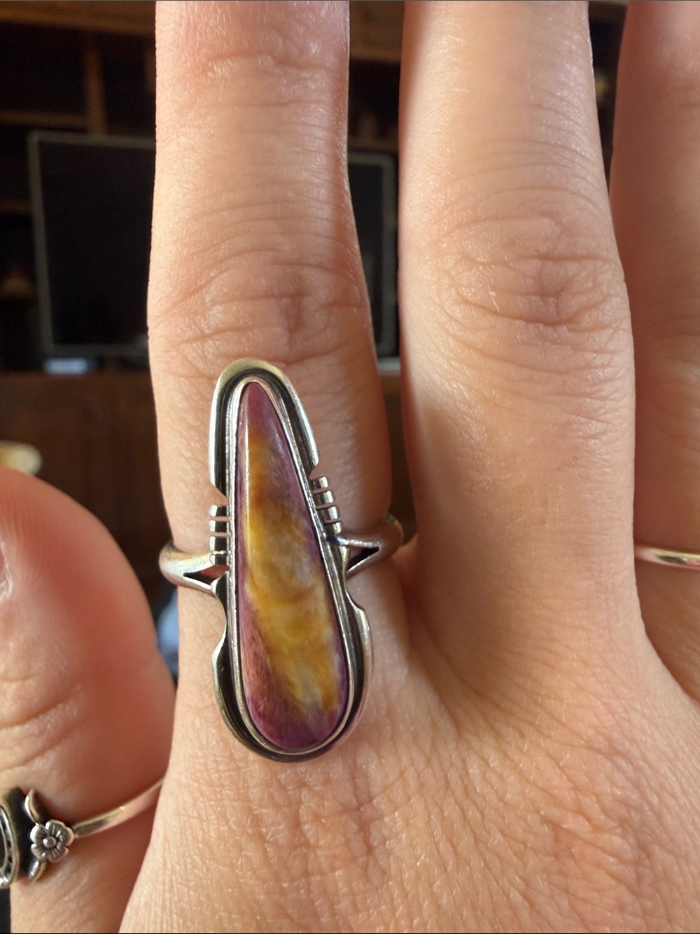 Sterling Silver Teardrop ring with jasper